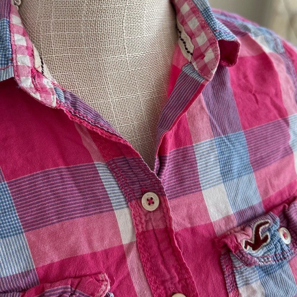 Hollister Pink and Blue Checkered Shirt - Picture 6 of 6